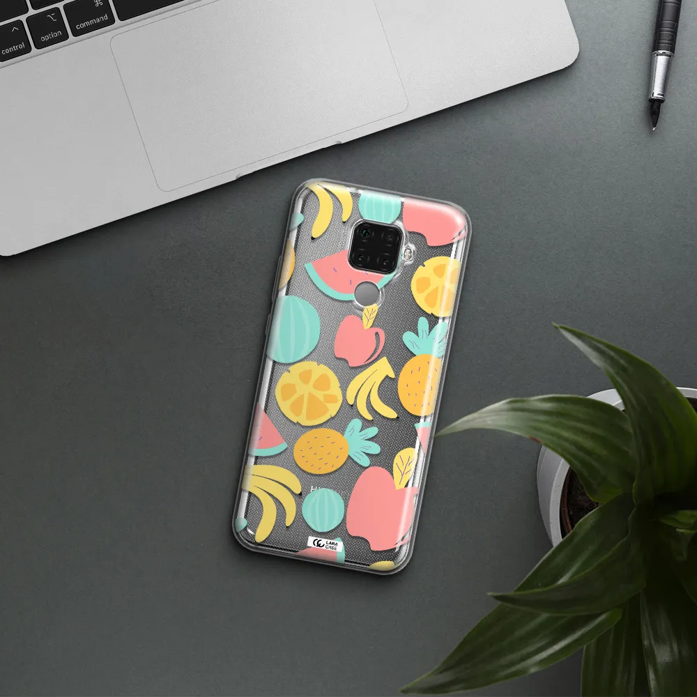 a pattern of fruits on a white background Huawei Mate 30 Lite Clear TPU Case