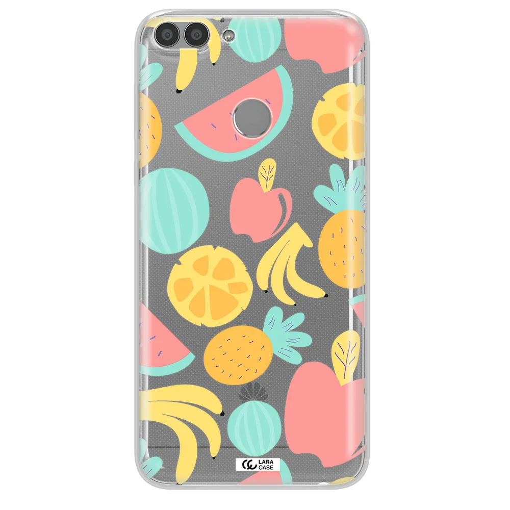 a pattern of fruits on a white background Huawei P Smart 2017 Clear TPU Case