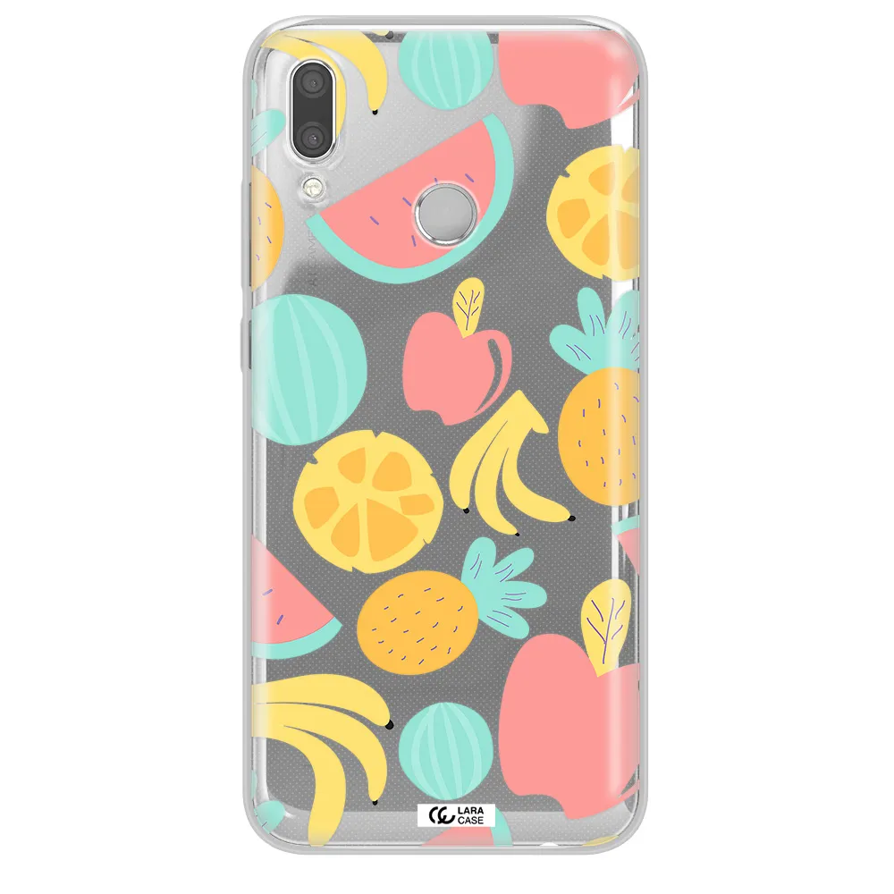 a pattern of fruits on a white background Huawei P Smart 2019 Clear TPU Case
