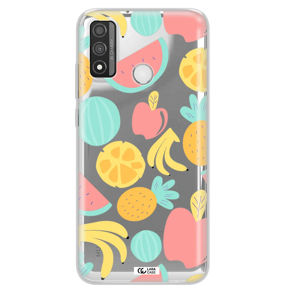 a pattern of fruits on a white background Huawei P Smart 2020 Clear TPU Case