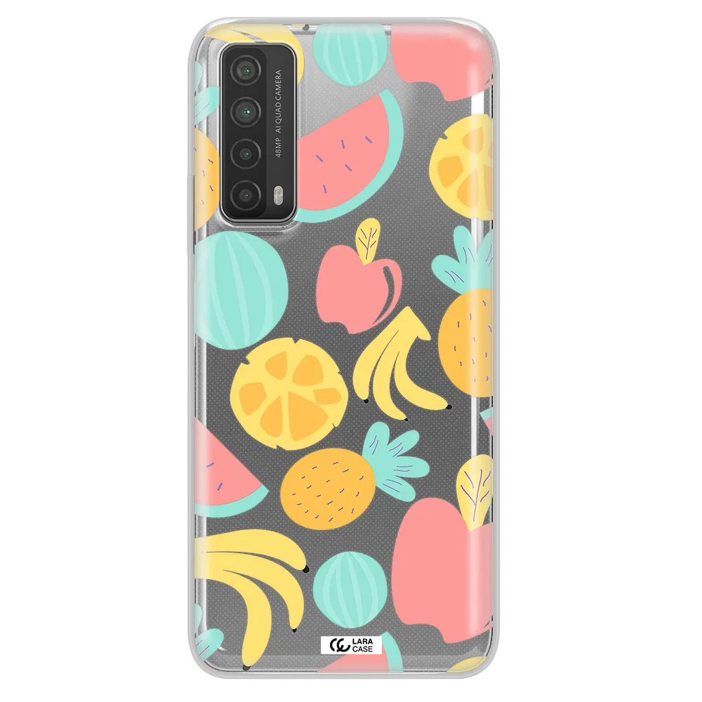 a pattern of fruits on a white background Huawei P Smart 2021 Clear TPU Case