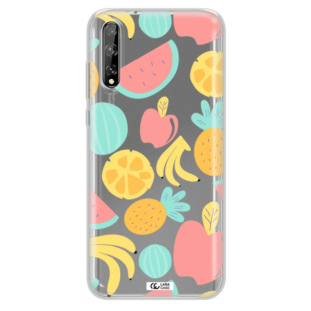 a pattern of fruits on a white background Huawei P Smart S Clear TPU Case