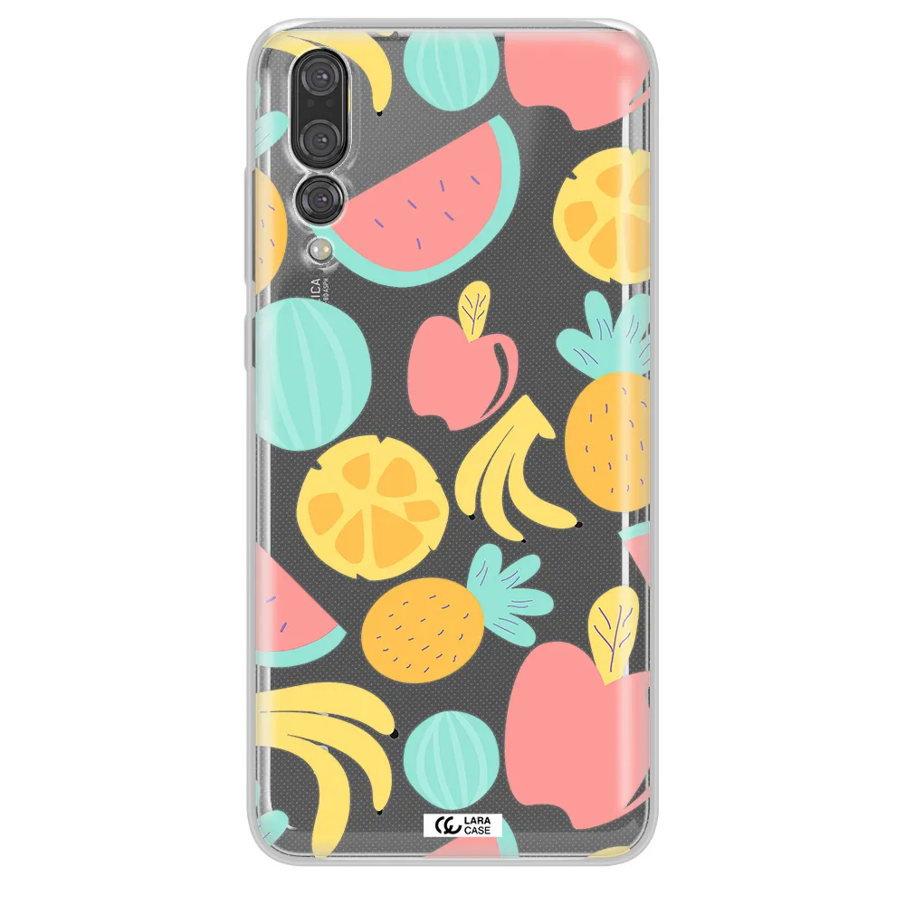 a pattern of fruits on a white background Huawei P20 Pro Clear TPU Case