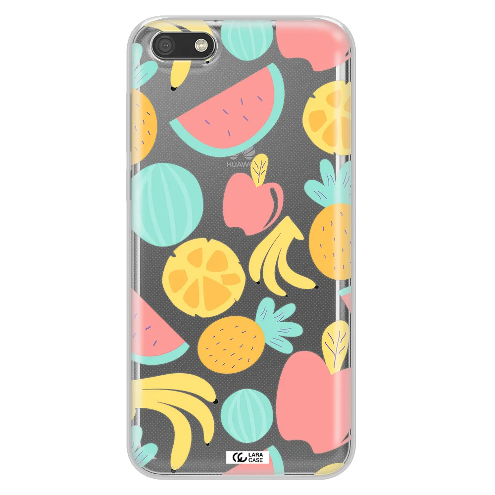a pattern of fruits on a white background Huawei Y5 2018 Clear TPU Case