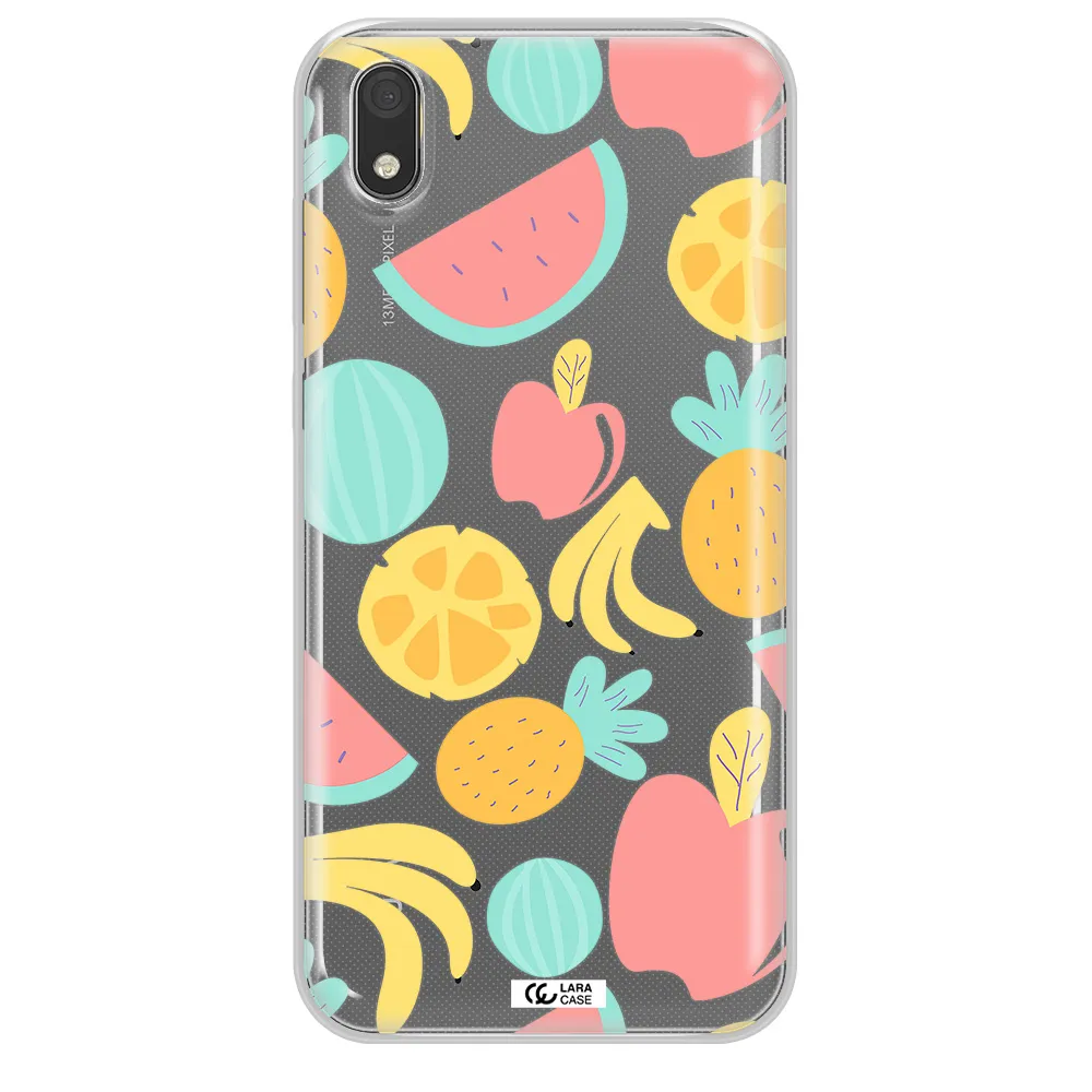 a pattern of fruits on a white background Huawei Y5 2019 Clear TPU Case