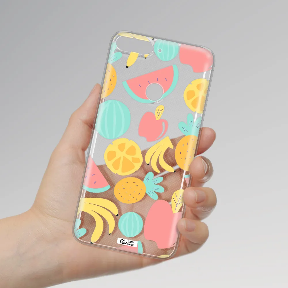 a pattern of fruits on a white background Huawei Y7 Prime 2018 Clear TPU Case