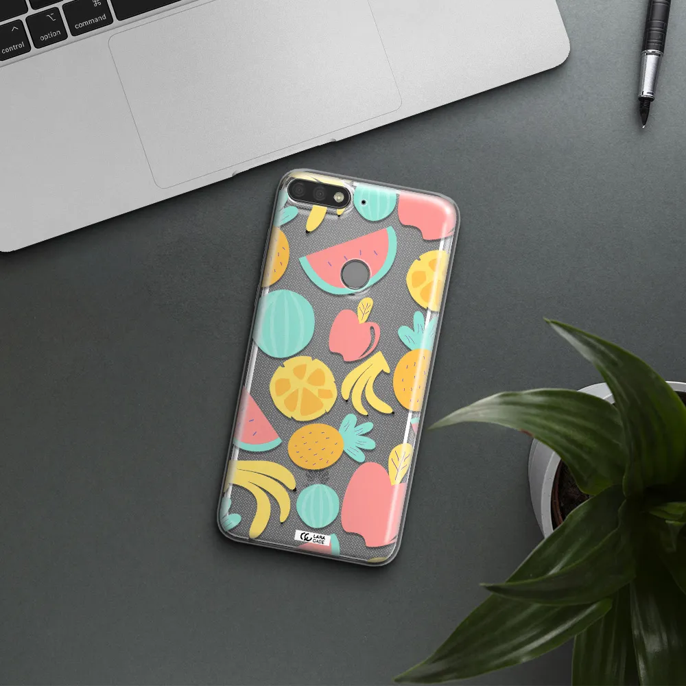 a pattern of fruits on a white background Huawei Y7 Prime 2018 Clear TPU Case