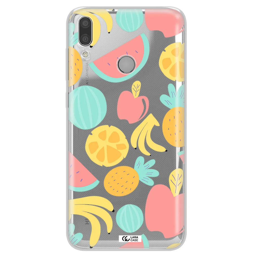 a pattern of fruits on a white background Huawei Y9 2019 Clear TPU Case