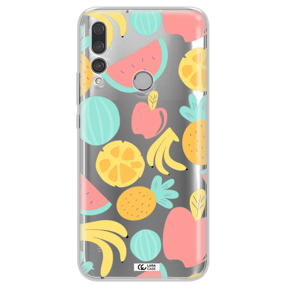 a pattern of fruits on a white background Huawei Y9 Prime 2019 Clear TPU Case