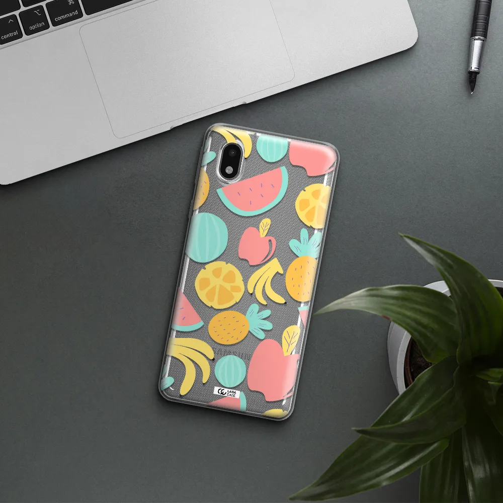A Pattern Of Fruits On A White Background Samsung A01 Core Clear Tpu Case