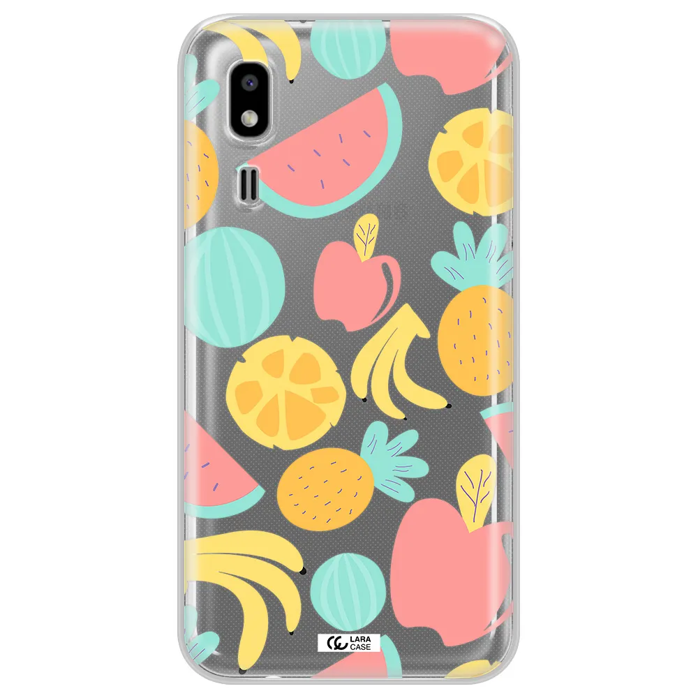a pattern of fruits on a white background Samsung A2 Core Clear TPU Case