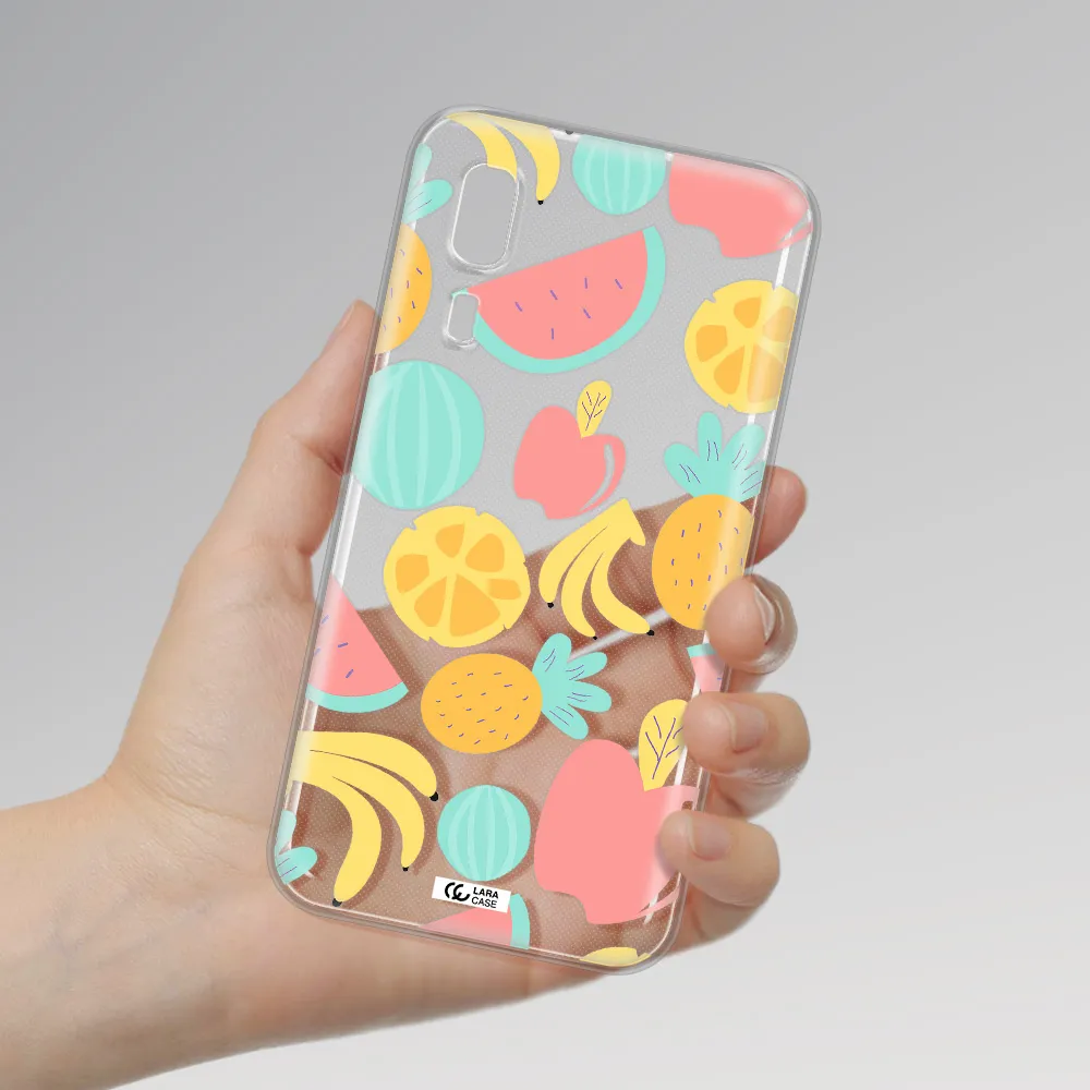 a pattern of fruits on a white background Samsung A2 Core Clear TPU Case