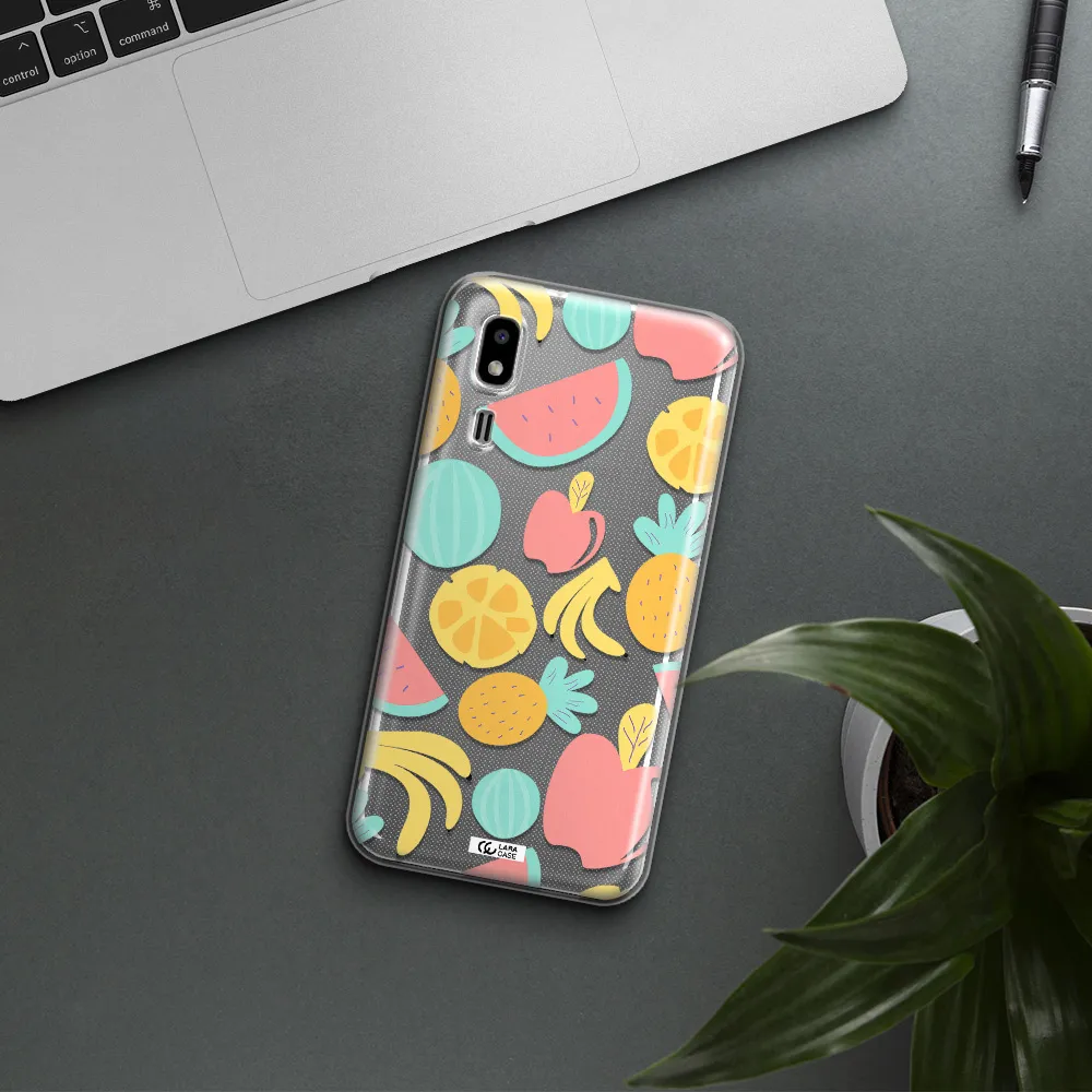 a pattern of fruits on a white background Samsung A2 Core Clear TPU Case