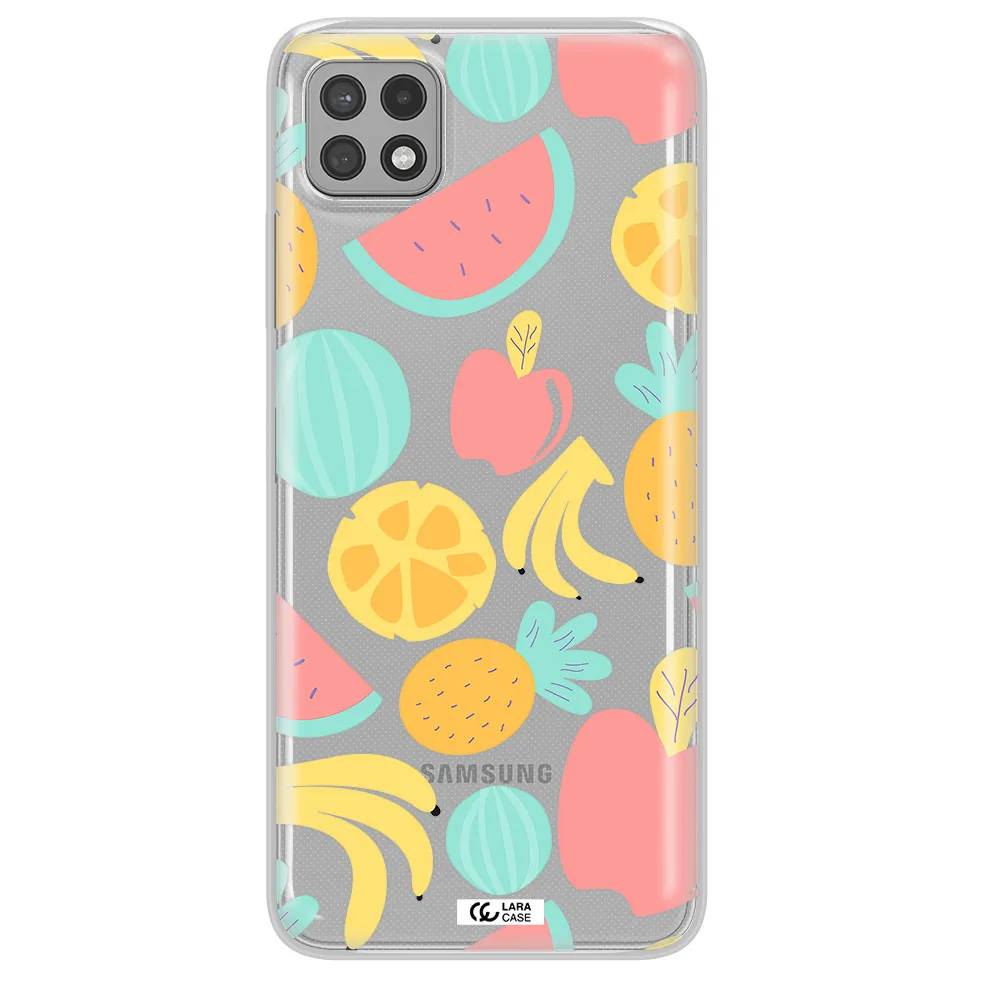 a pattern of fruits on a white background Samsung A22 5g Clear TPU Case