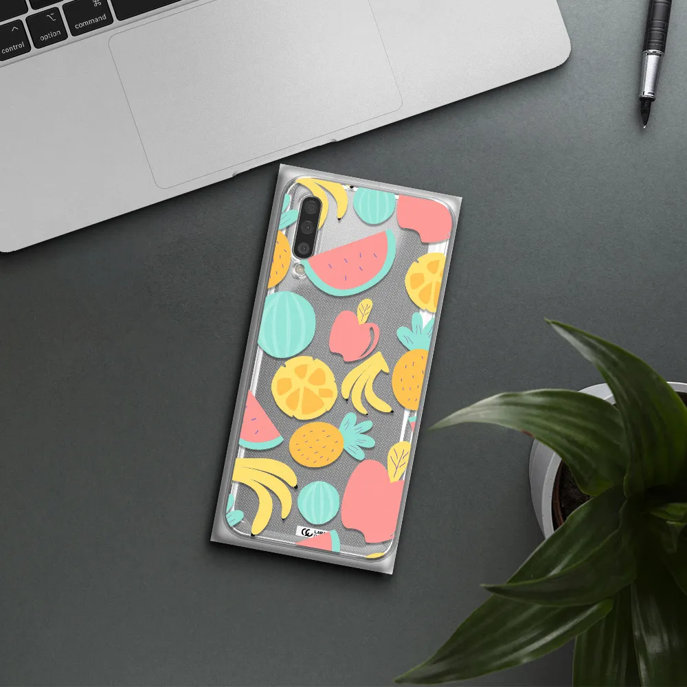 A Pattern Of Fruits On A White Background Samsung A50S Clear Tpu Case