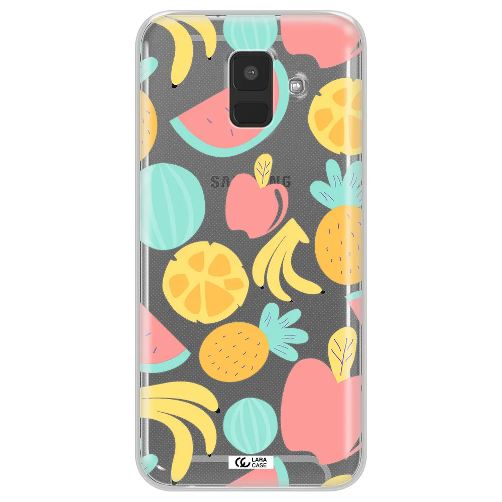 a pattern of fruits on a white background Samsung A6 Clear TPU Case