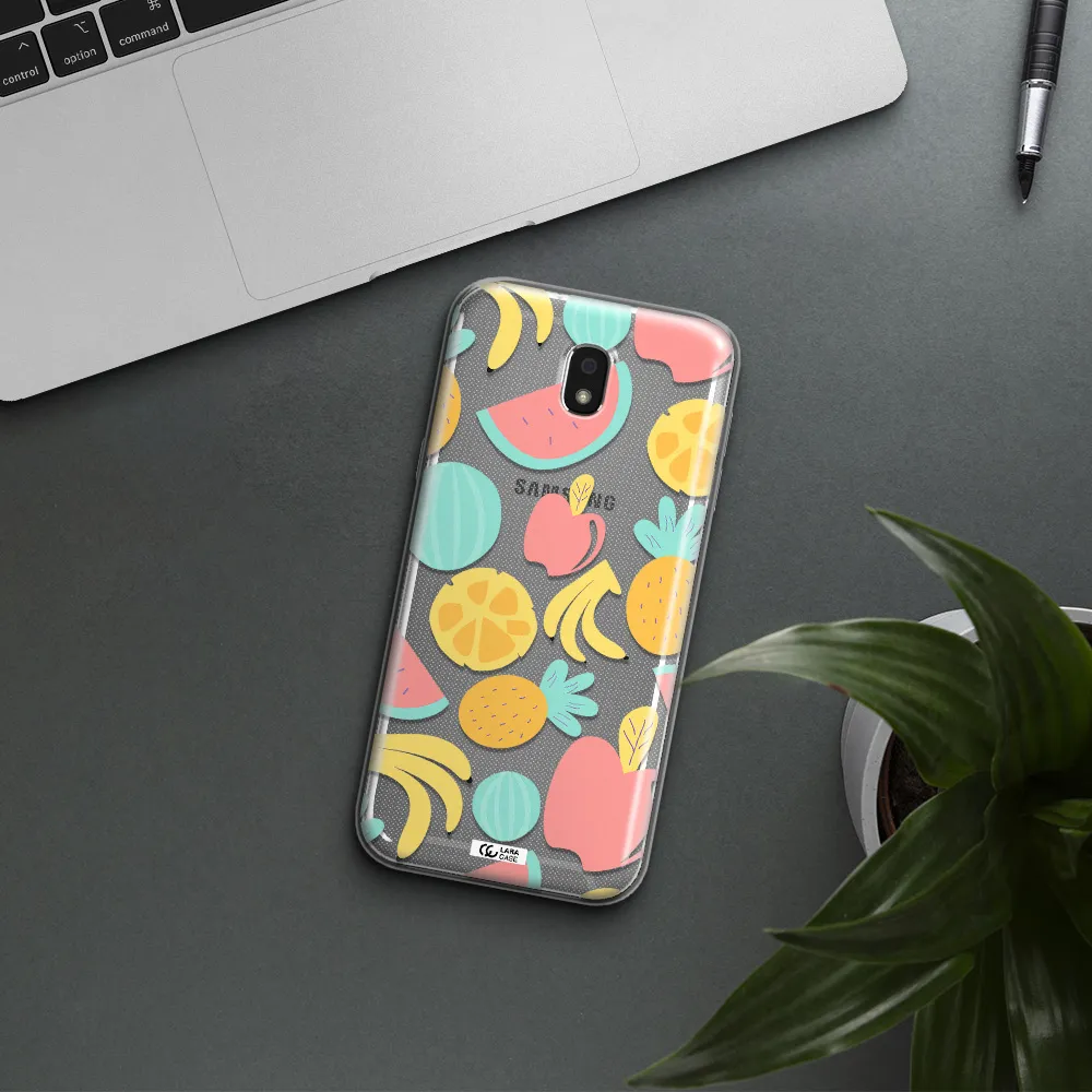 a pattern of fruits on a white background Samsung J5 2017 Clear TPU Case