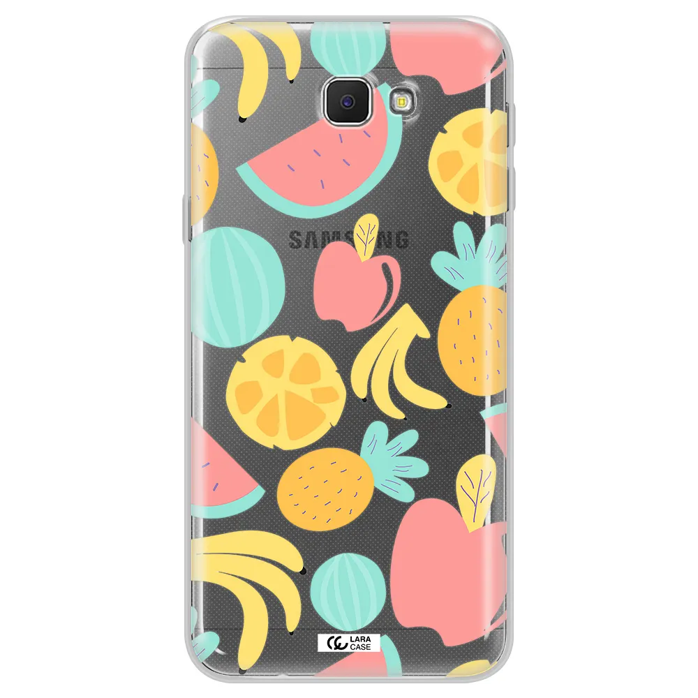 a pattern of fruits on a white background Samsung J5 Prime Clear TPU Case
