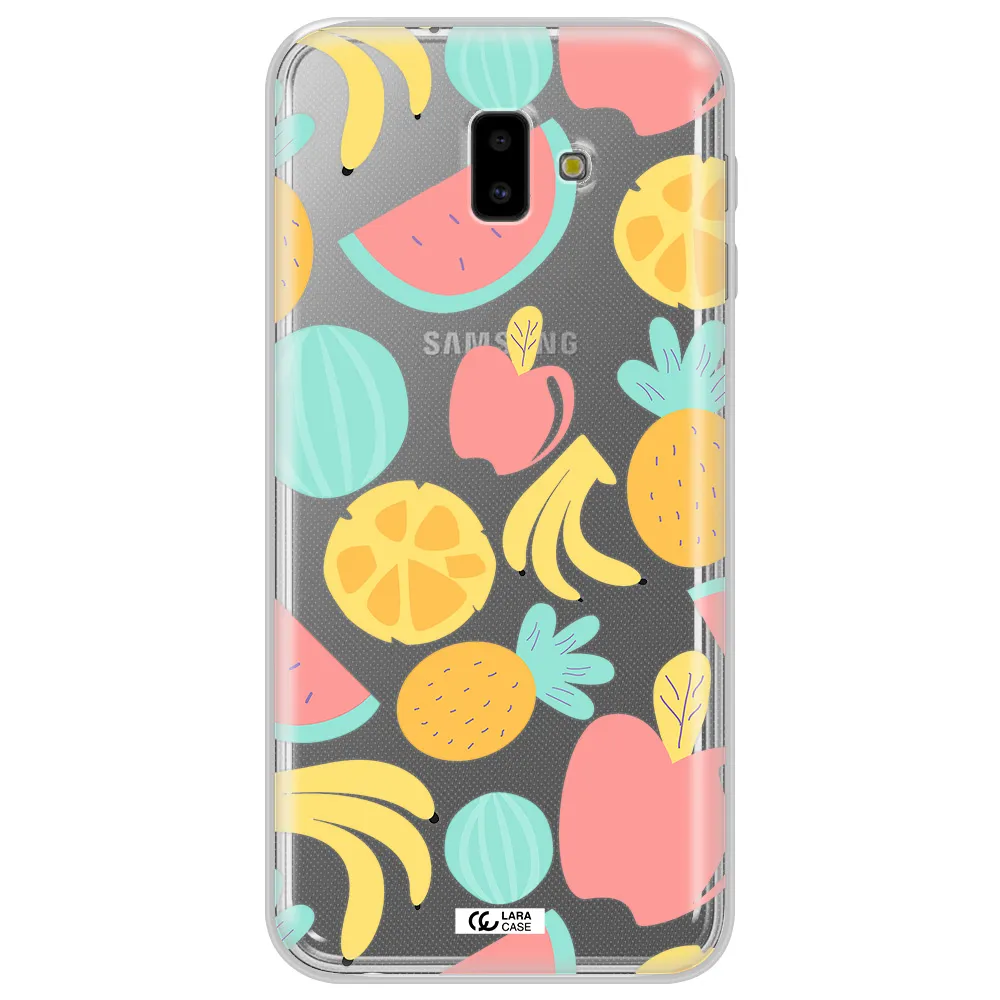 a pattern of fruits on a white background Samsung J6 Plus Clear TPU Case