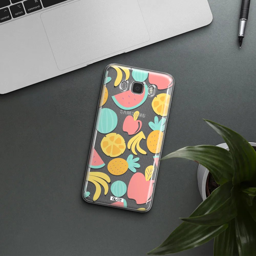 a pattern of fruits on a white background Samsung J7 2016 Clear TPU Case