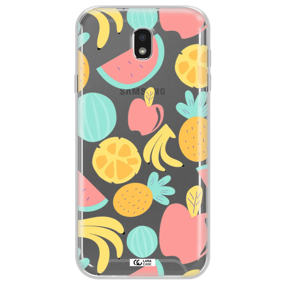a pattern of fruits on a white background Samsung J7 Pro Clear TPU Case