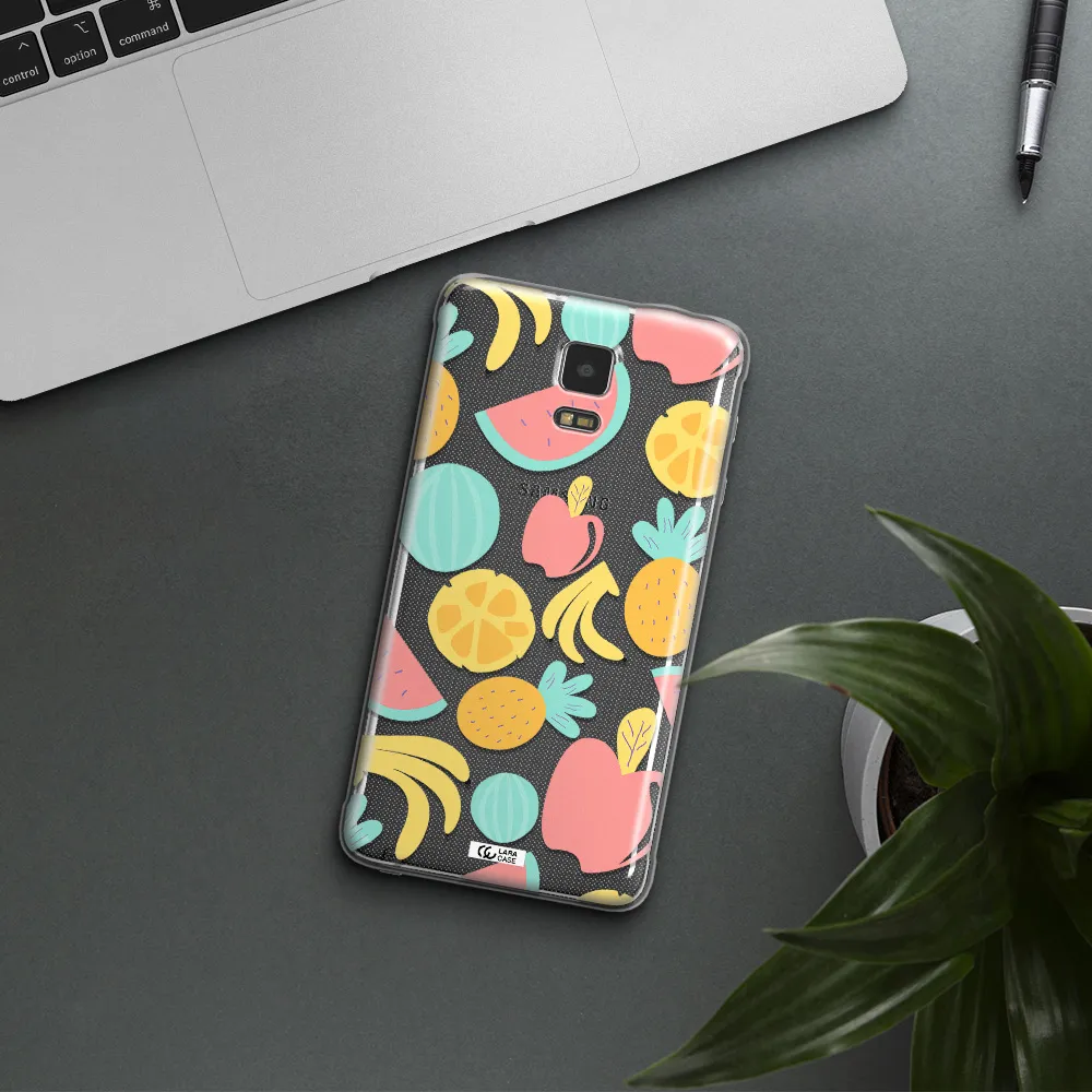 a pattern of fruits on a white background Samsung Note 4 Clear TPU Case