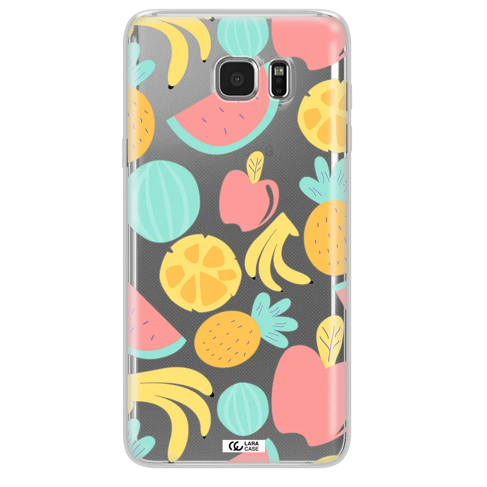 a pattern of fruits on a white background Samsung Note 5 Clear TPU Case