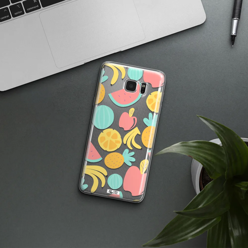 a pattern of fruits on a white background Samsung Note 5 Clear TPU Case