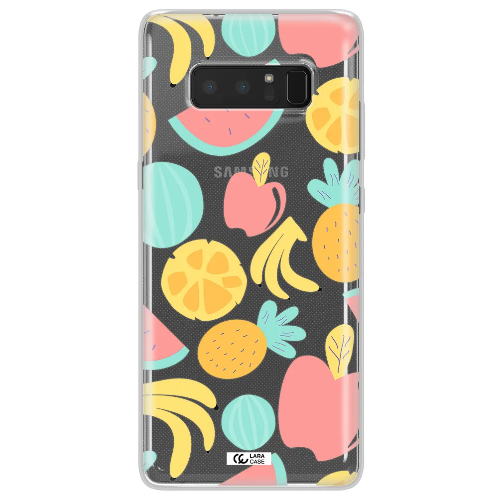a pattern of fruits on a white background Samsung Note 8 Clear TPU Case
