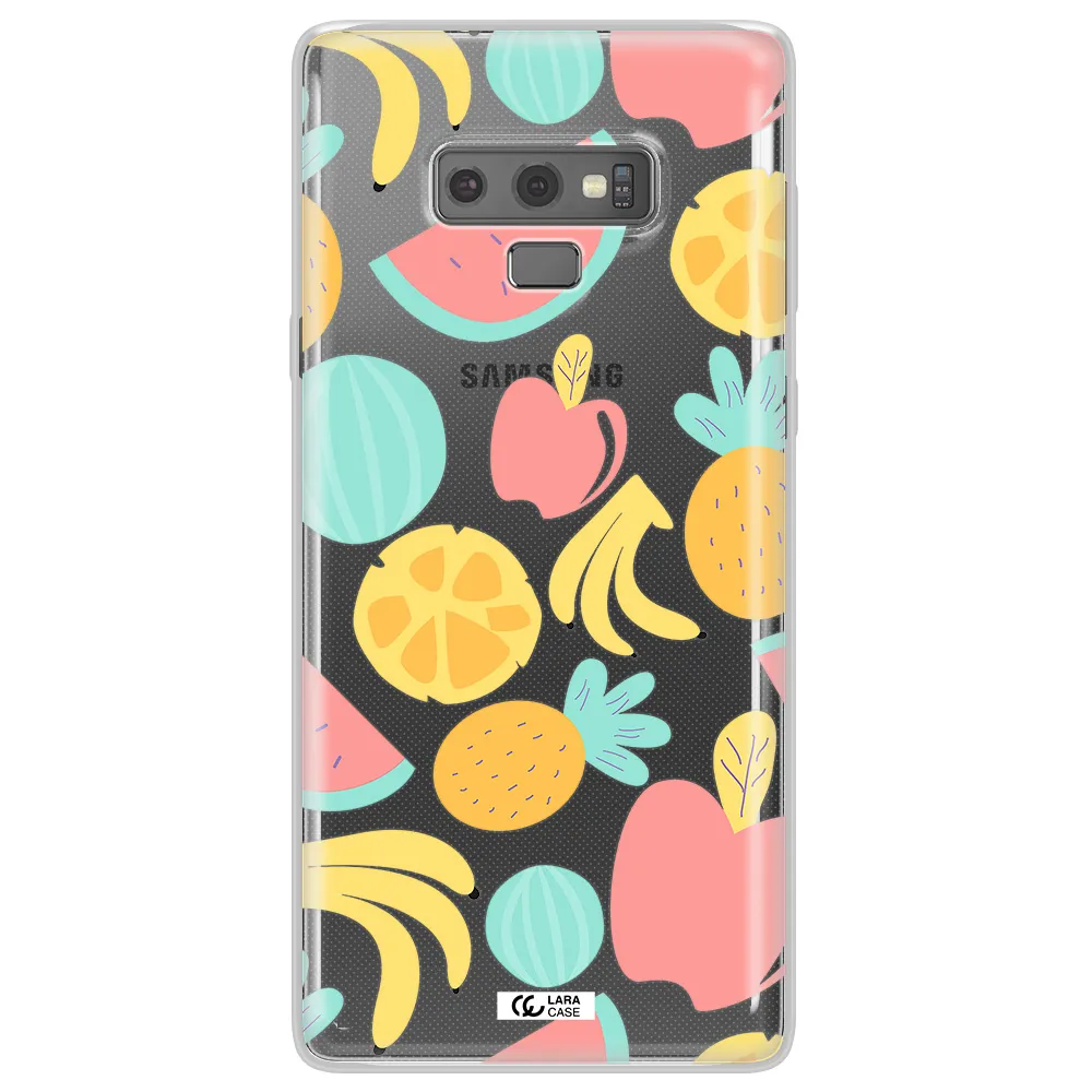 a pattern of fruits on a white background Samsung Note 9 Clear TPU Case