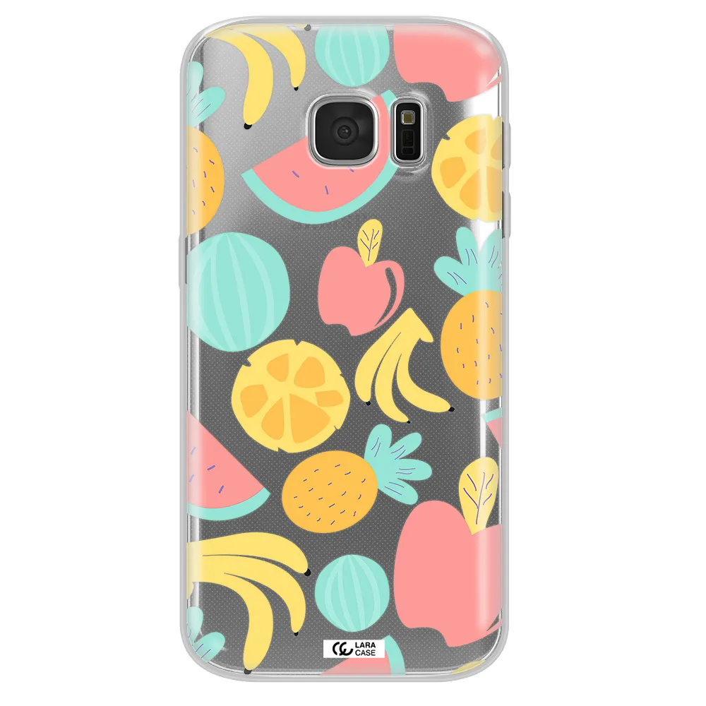 a pattern of fruits on a white background Samsung S 7 Clear TPU Case