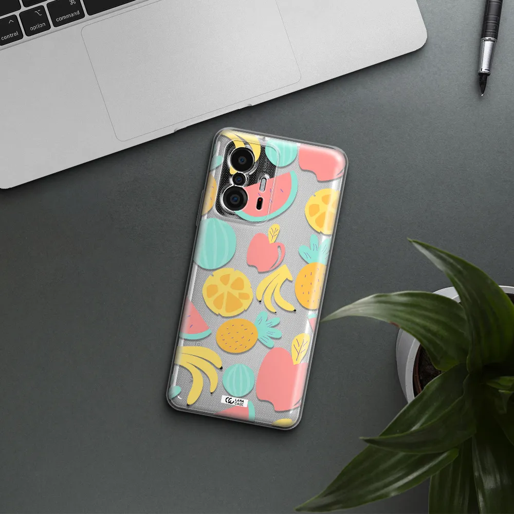 A Pattern Of Fruits On A White Background Xiaomi 11T Clear Tpu Case