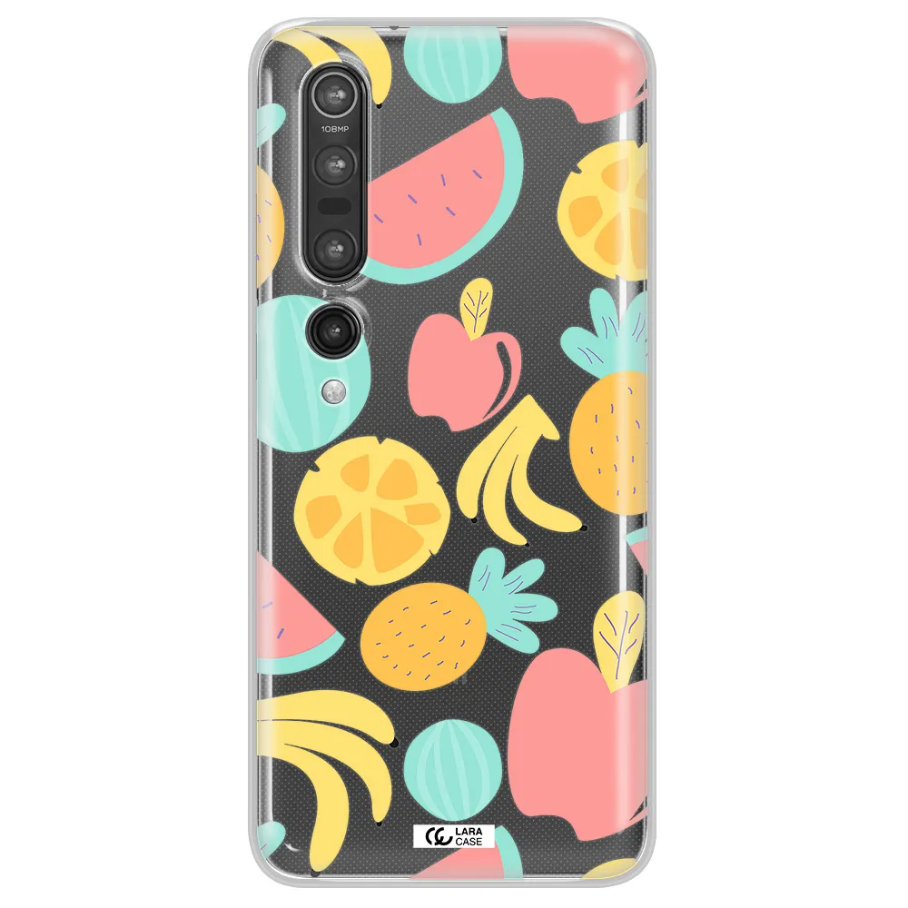 a pattern of fruits on a white background Xiaomi Mi 10 Pro Clear TPU Case