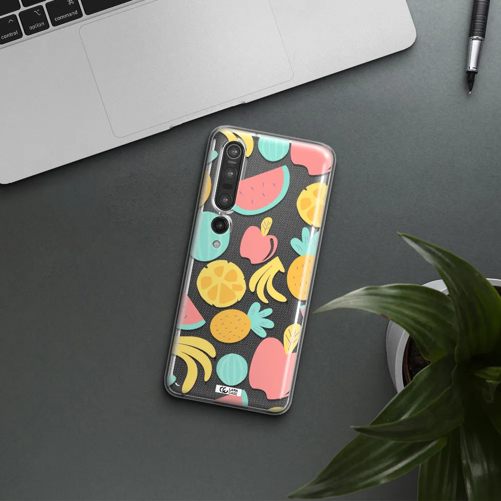 a pattern of fruits on a white background Xiaomi Mi 10 Pro Clear TPU Case
