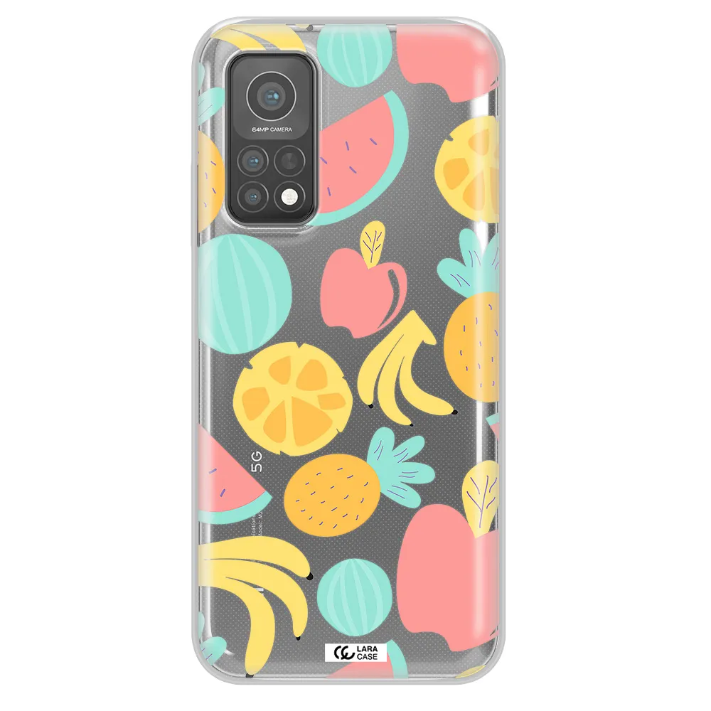 a pattern of fruits on a white background Xiaomi Mi 10 T Pro Clear TPU Case