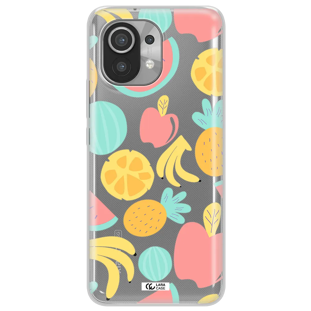 a pattern of fruits on a white background Xiaomi Mi 11 Clear TPU Case