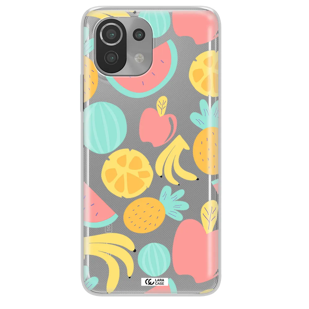 a pattern of fruits on a white background Xiaomi Mi 11 Lite Clear TPU Case