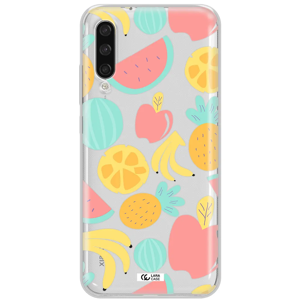 A Pattern Of Fruits On A White Background Xiaomi Mi A3 Clear Tpu Case