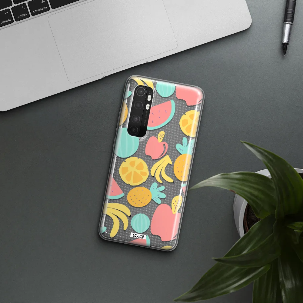a pattern of fruits on a white background Xiaomi Mi Note 10 Lite Clear TPU Case