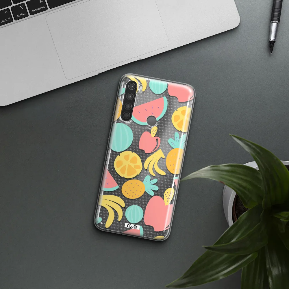 a pattern of fruits on a white background Xiaomi Note 8 Clear TPU Case