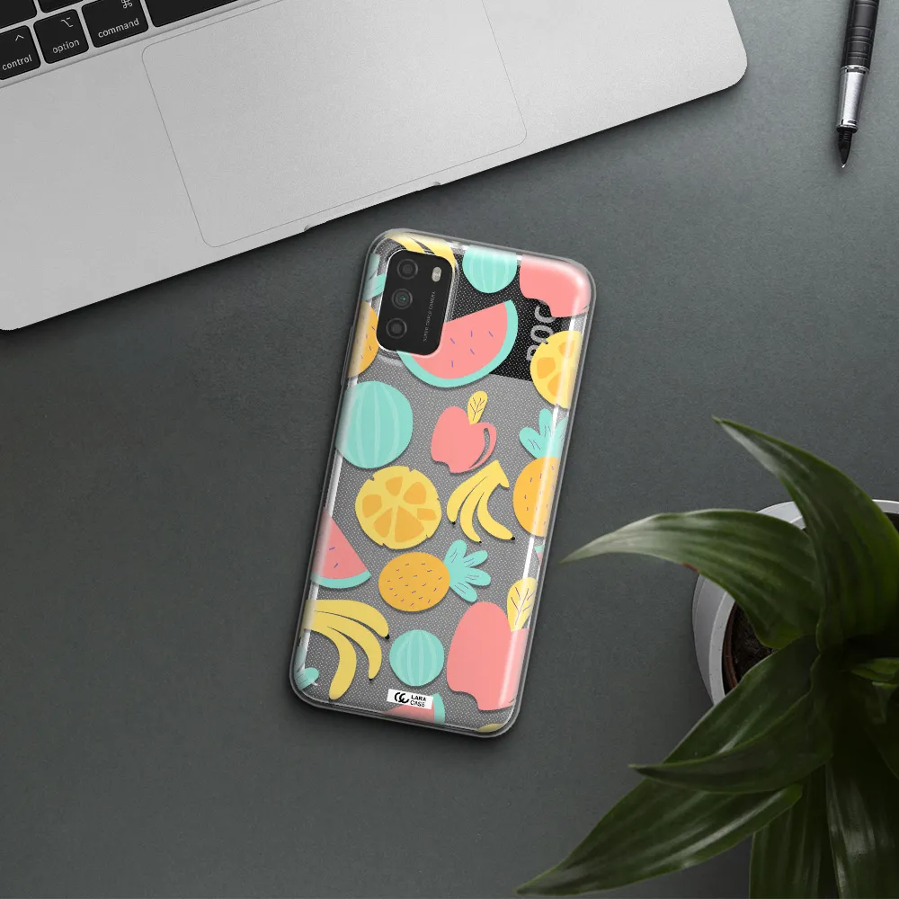 a pattern of fruits on a white background Xiaomi Poco M3 Clear TPU Case