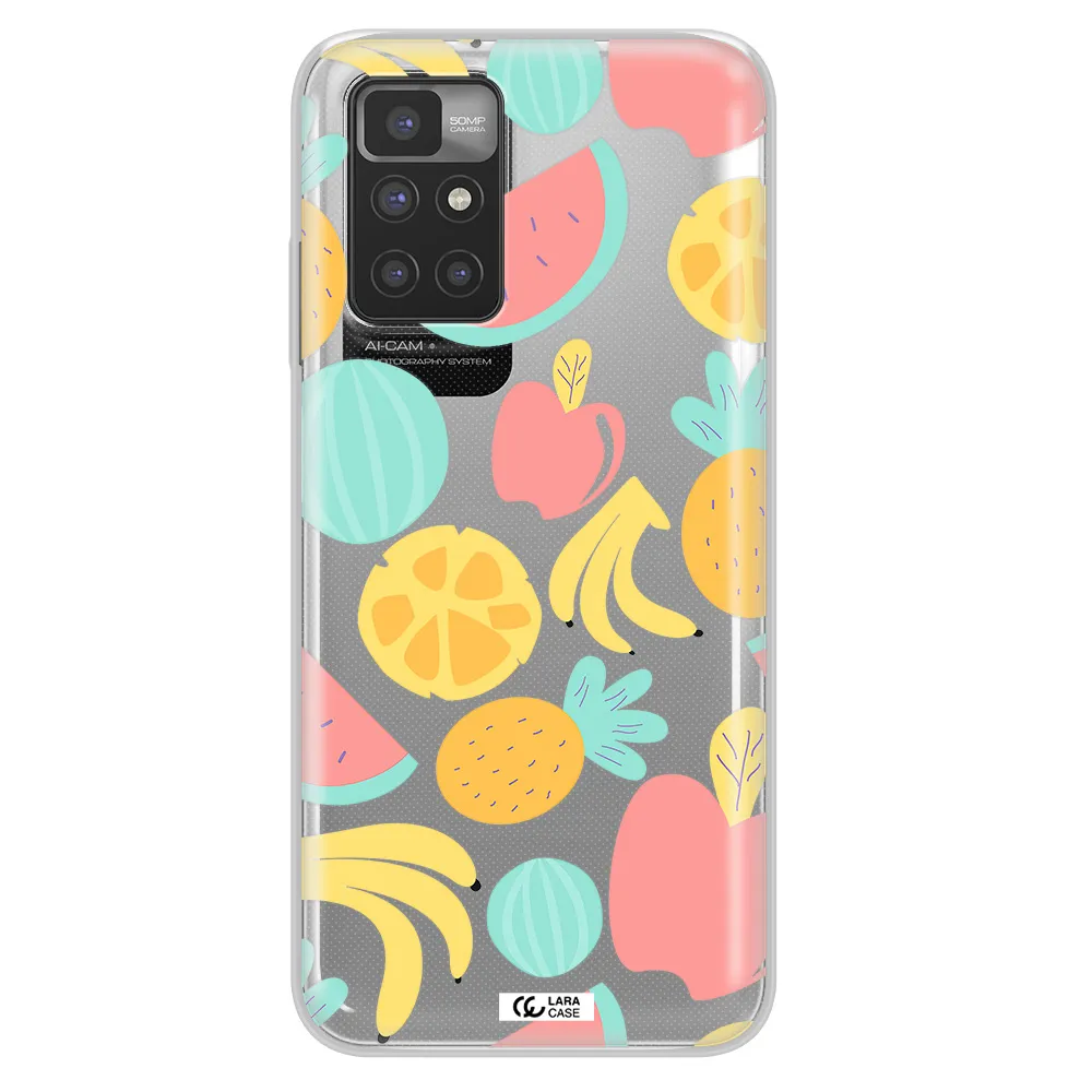 a pattern of fruits on a white background Xiaomi Redmi 10 Clear TPU Case