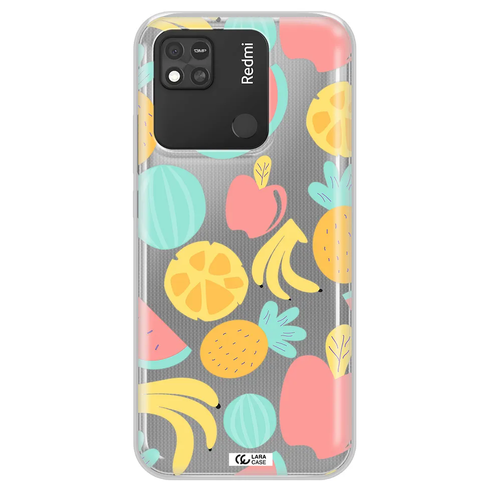 a pattern of fruits on a white background Xiaomi Redmi 10A Clear TPU Case
