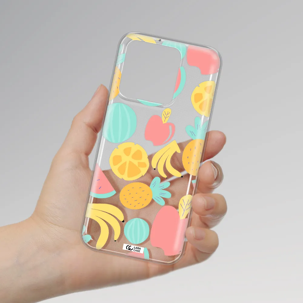 a pattern of fruits on a white background Xiaomi Redmi 10A Clear TPU Case