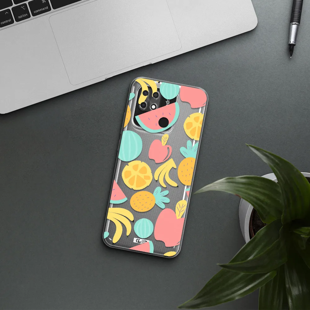 a pattern of fruits on a white background Xiaomi Redmi 10C Clear TPU Case