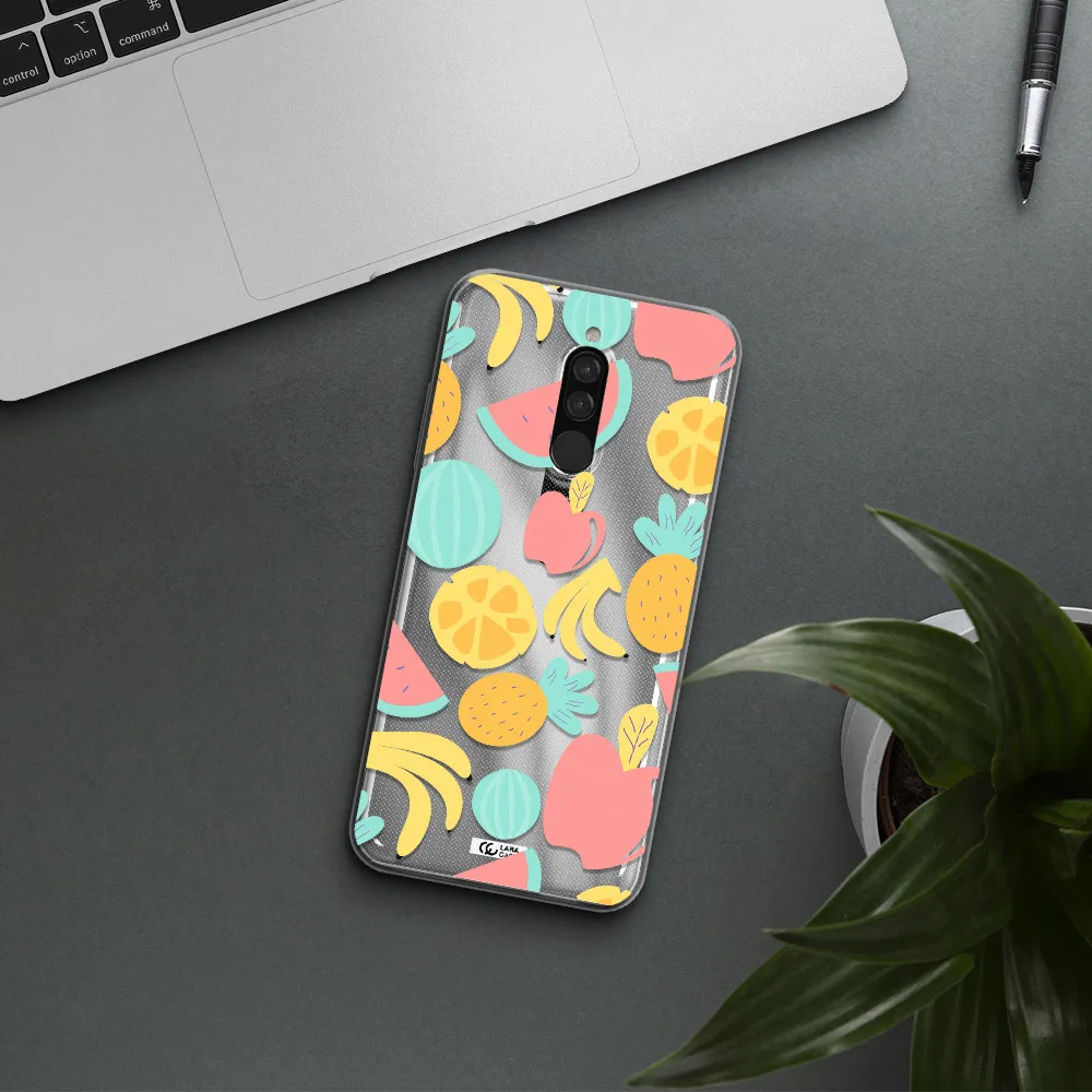 A Pattern Of Fruits On A White Background Xiaomi Redmi 8 Clear Tpu Case