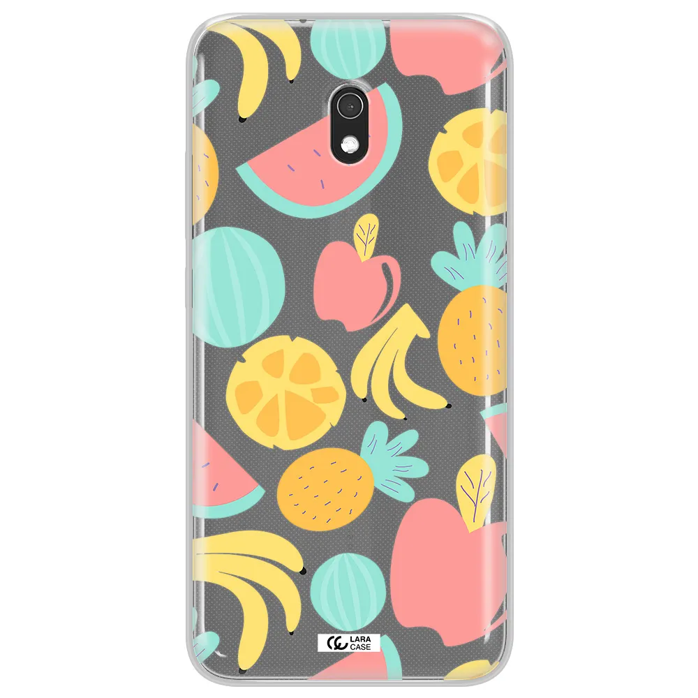a pattern of fruits on a white background Xiaomi Redmi 8A Clear TPU Case