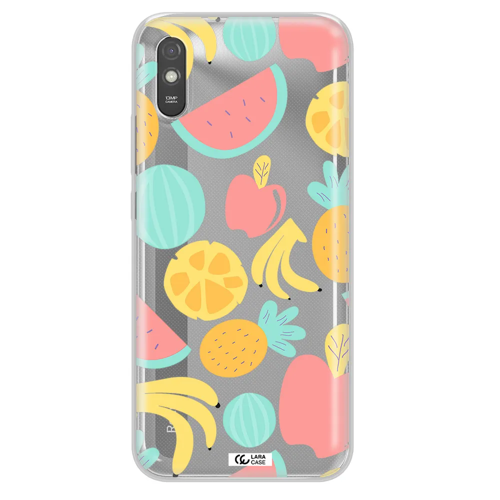 a pattern of fruits on a white background Xiaomi Redmi 9A Clear TPU Case