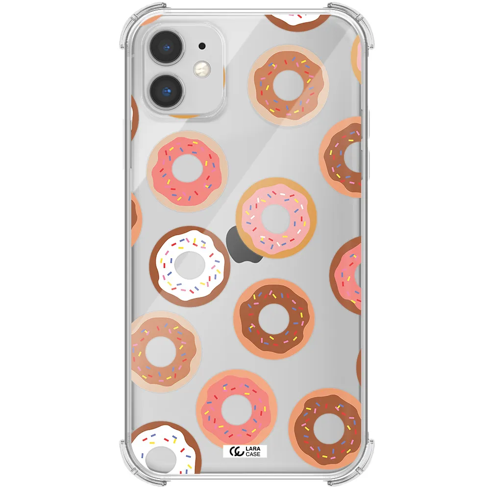 a pattern of donuts with sprinkles Apple iPhone 11 Clear PC Case
