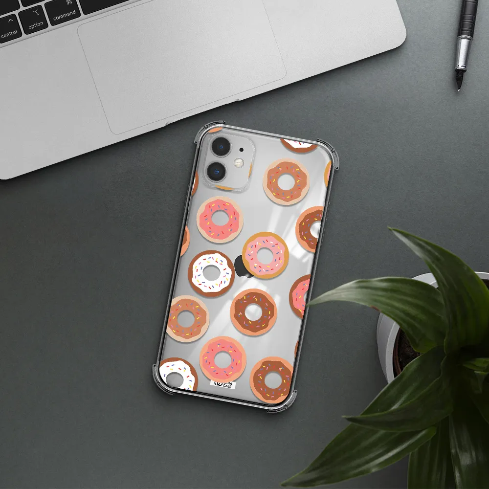 a pattern of donuts with sprinkles Apple iPhone 11 Clear PC Case